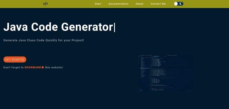 Java Code Generator Website